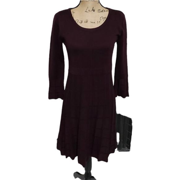 Calvin Klein Plum Colored Swing Skirt Sweater Dress Size Small - Picture 1 of 8